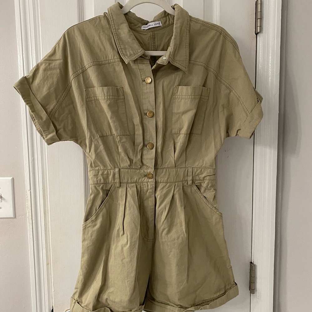 Kendall Lane Olive Green Utility Romper